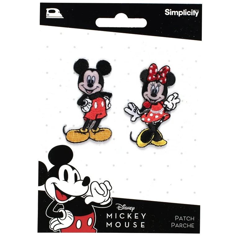 Simplicity Mickey Mouse and Minnie Mouse Iron-On Appliqués, 2 Pieces | Walmart (US)