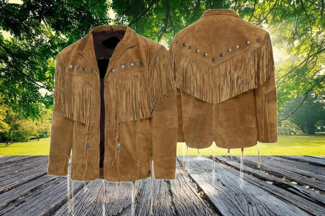 Men's Western-style Leather Jacket With Fringe and Decorative Braiding" - Etsy | Etsy (US)