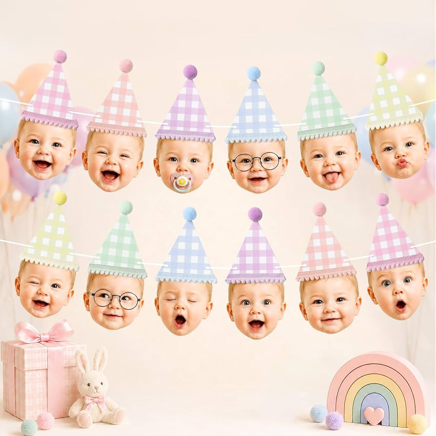 Kriyokiaa Fun to Be One Birthday Decorations DIY Face Banner with 12 Pcs Pastel Checkered Party H... | Amazon (US)