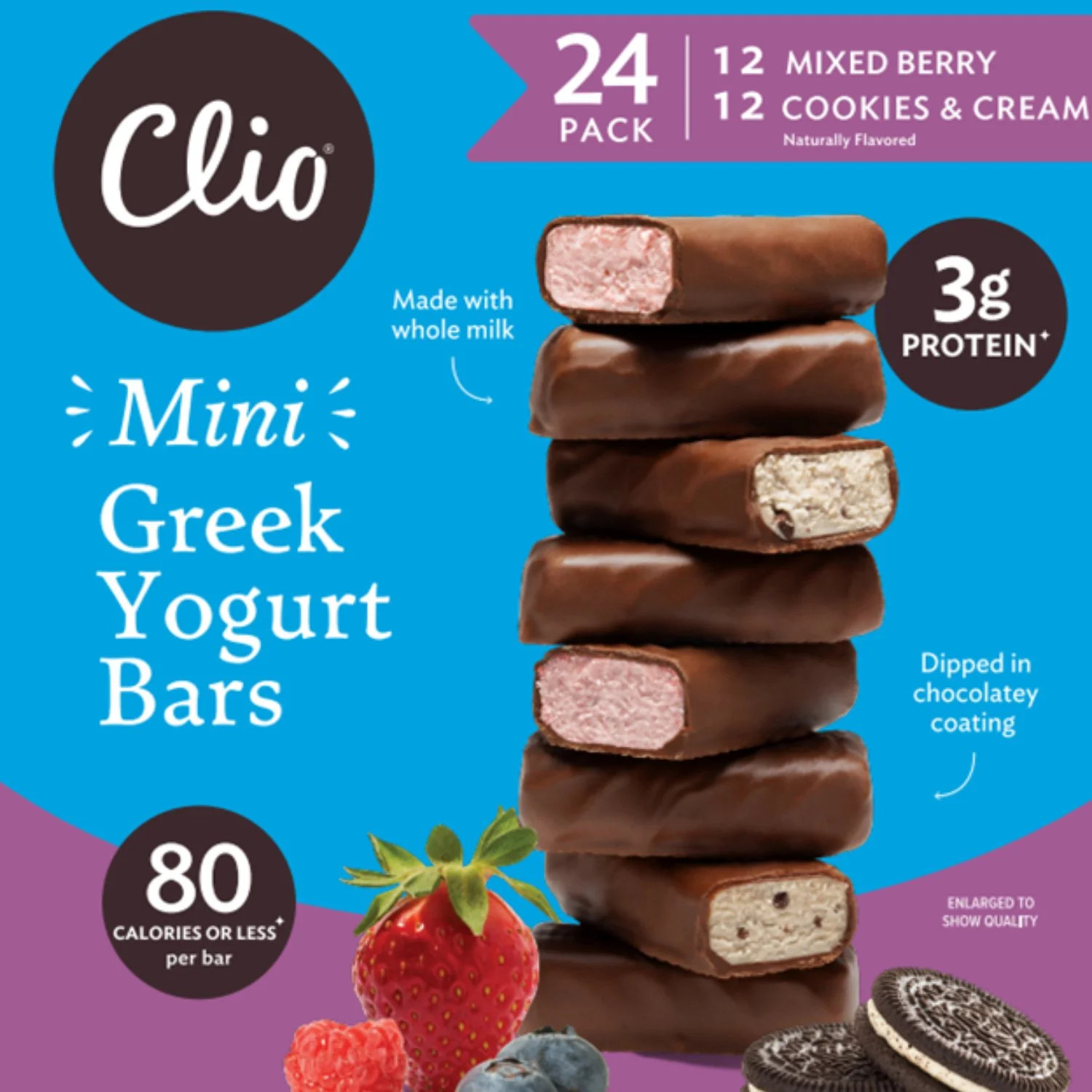 Clio Greek Yogurt Mini Bars, Variety Pack, 24 ct. | Sam's Club