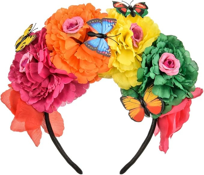 DreamLily Rose Flower Crown Headband HalloweenCinco De Mayo Party Costume Headpiece NC26 | Amazon (US)