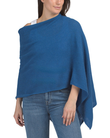 Lambswool Blend Lightweight Cowl Neck Poncho for Women | Nylon/Wool | Marshalls