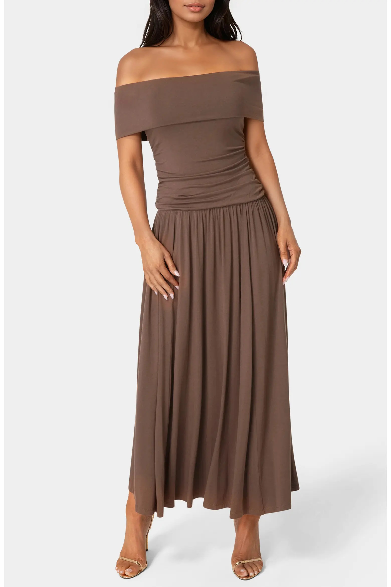 bebe Off the Shoulder Drop Waist Maxi Dress (Women) | Nordstromrack | Nordstrom Rack