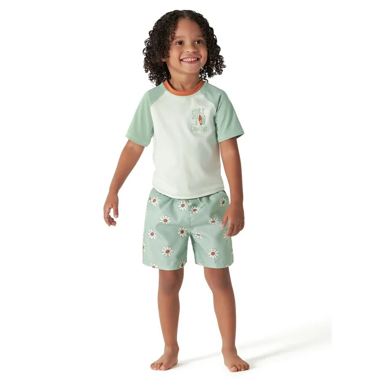 Modern Moments By Gerber Baby and Toddler Boy Rashguard and Swim Trunks Set, 12M-5T | Walmart (US)