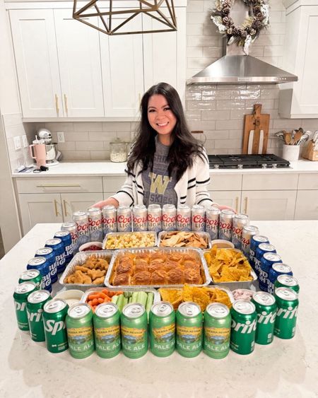 DIY Snack Stadium! 
Large and small aluminum pans, beer, dipping bowls, Hawaiian rolls, game day shirt! 

#LTKhome #LTKparties