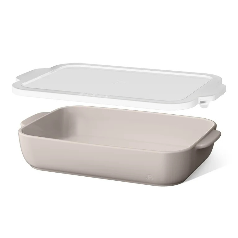 Beautiful 9”x 13” Stoneware Baker with Plastic Lid, Porcini Taupe by Drew Barrymore | Walmart (US)
