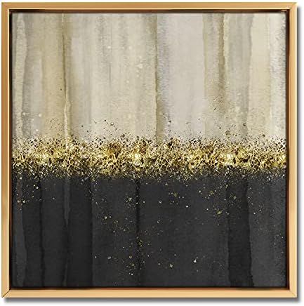 Abstract Wall Art for Living Room | Framed Black and Gold Wall Decor Modern Gray Artwork Painting... | Amazon (US)