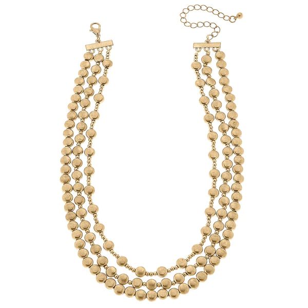 Clarissa Metal Beaded Layered Necklace in Worn Gold | CANVAS