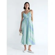 Free Assembly Women's and Women's Plus Striped Cotton Maxi Dress, with Cut Out Back, Sizes XS-4X | Walmart (US)