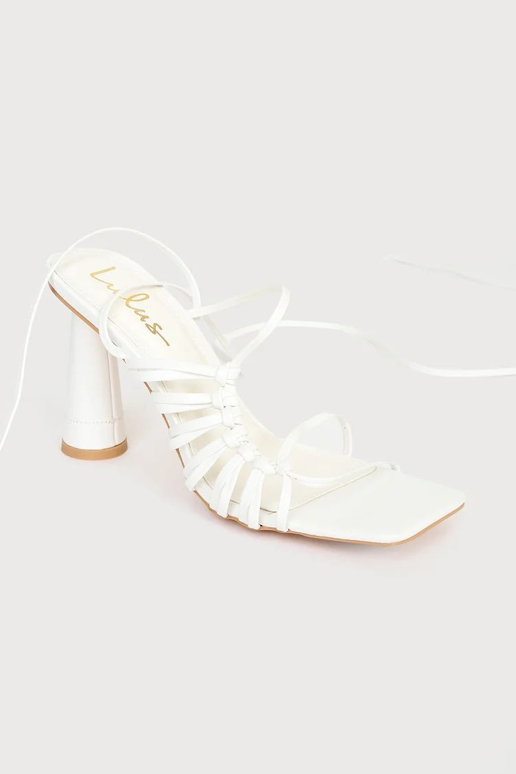Zindy White Lace-Up High Heel Sandals | Lulus (US)