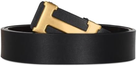 Men&Womens Leather Dress Belt Business Automatic Buckle Belt Color-Black Silver Gold | Amazon (US)