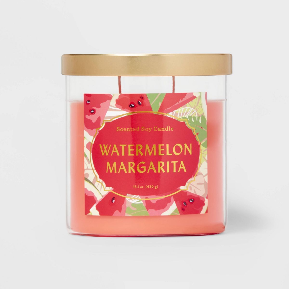 15.1oz 2-Wick Lidded Glass Jar Watermelon Margarita Candle Melon Pink - Opalhouse™ | Target