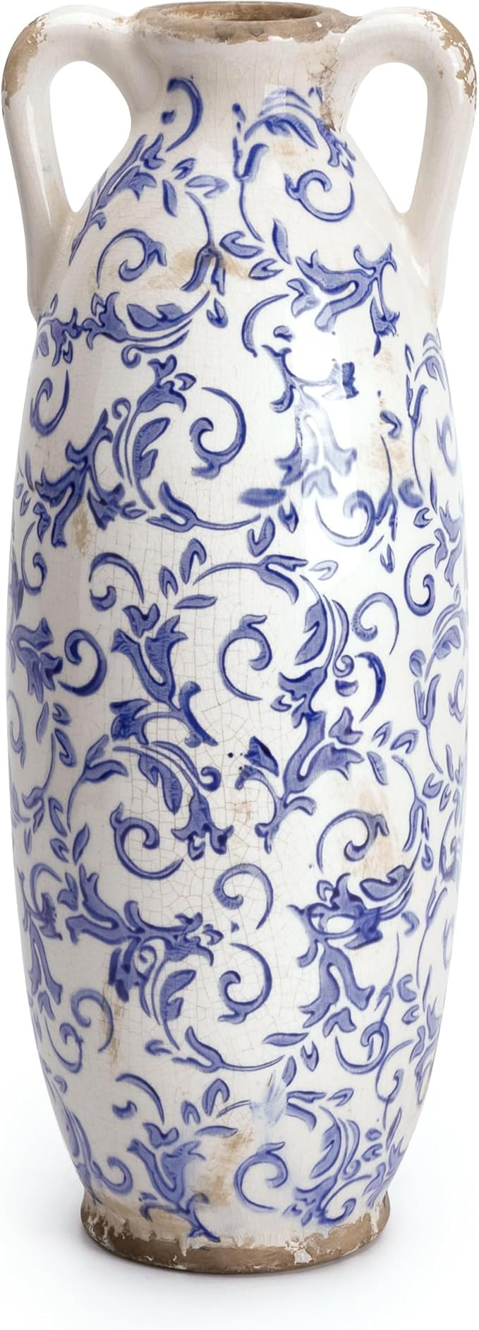 VICTOR & TERESA Blue and White Floor Vase for Pampas Grass, 11'' Tall Vase for Home Decor, Cerami... | Amazon (US)