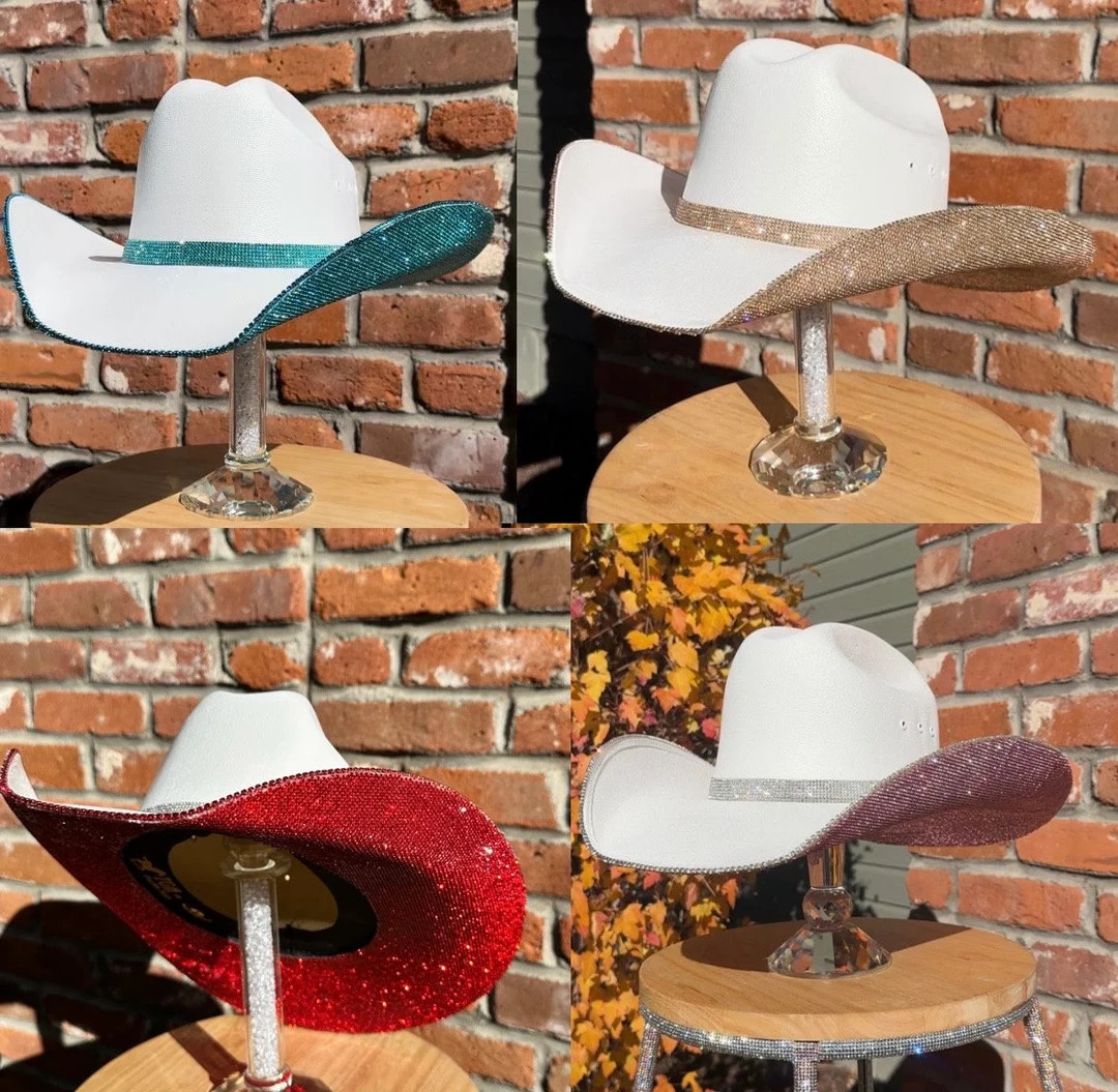 Rhinestone on Bottom Cowgirl Hat. Western Wedding. Country Concert. Space Costume. Bridesmaids Ou... | Etsy (US)