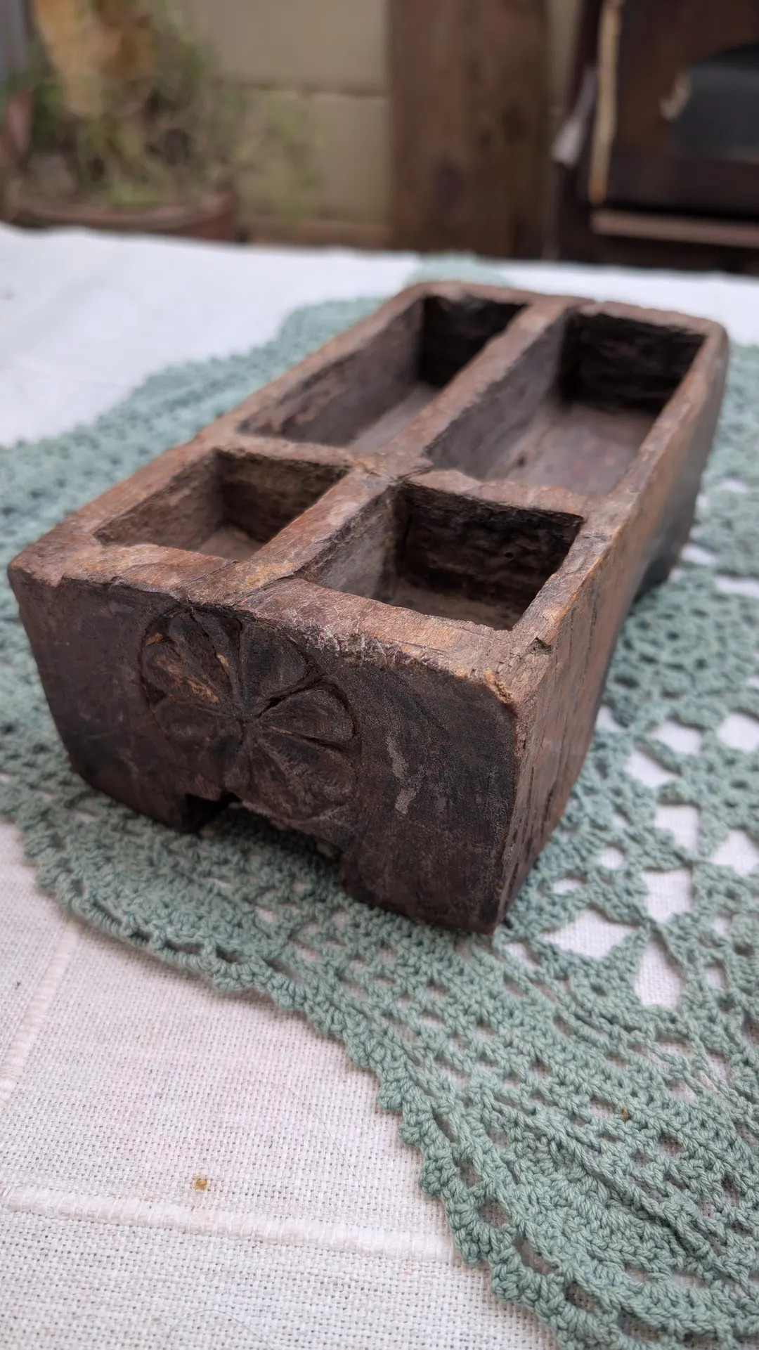 Vintage Primitive Old World Rustic Hand Carved Wood Spice Container Holder Box, Decorative Rustic... | Etsy (US)