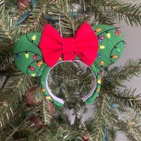 Mini Christmas Mickey Ears Ornament . Red & Green Ornament. & Lights Ear | Etsy (US)