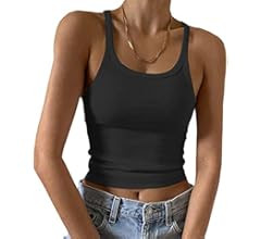 Artfish Women's Sleeveless Tank Top Form Fitting Scoop Neck Ribbed Knit Basic Cami Shirts | Amazon (US)