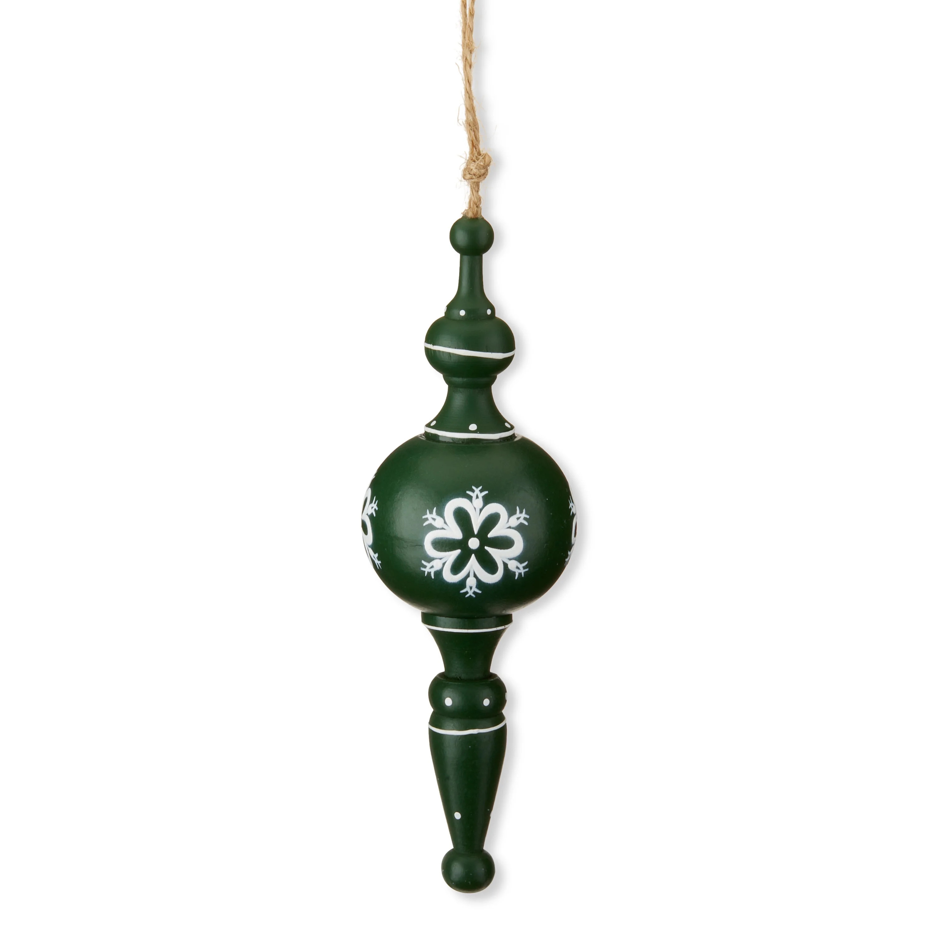 Green Finial with Snowflake Christmas Ornament, 6.7 in, by Holiday Time | Walmart (US)