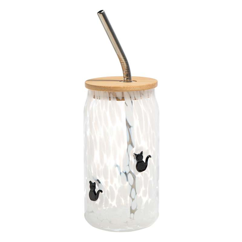 White Confetti Black Cat Icon Tumbler, 12.6oz | At Home