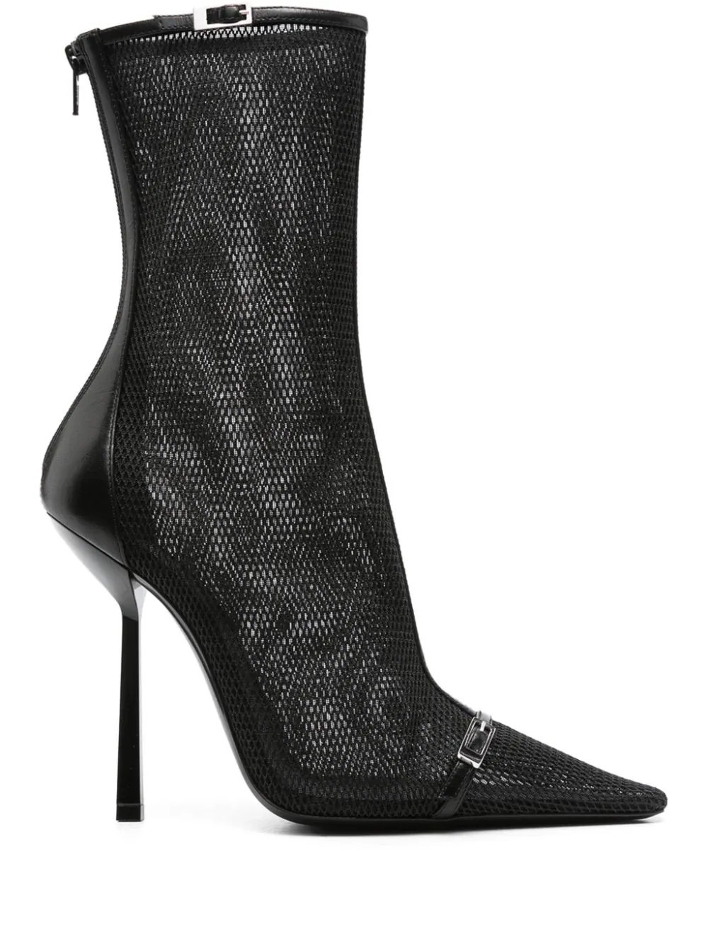 Saint Laurent 115mm Oxalis mesh pointed boots - Black | Farfetch Global