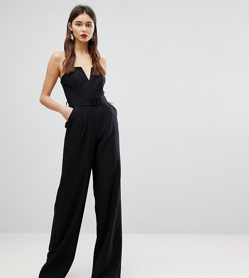 ASOS TALL Jumpsuit with Structured Bodice and Wide Leg - Black | ASOS US
