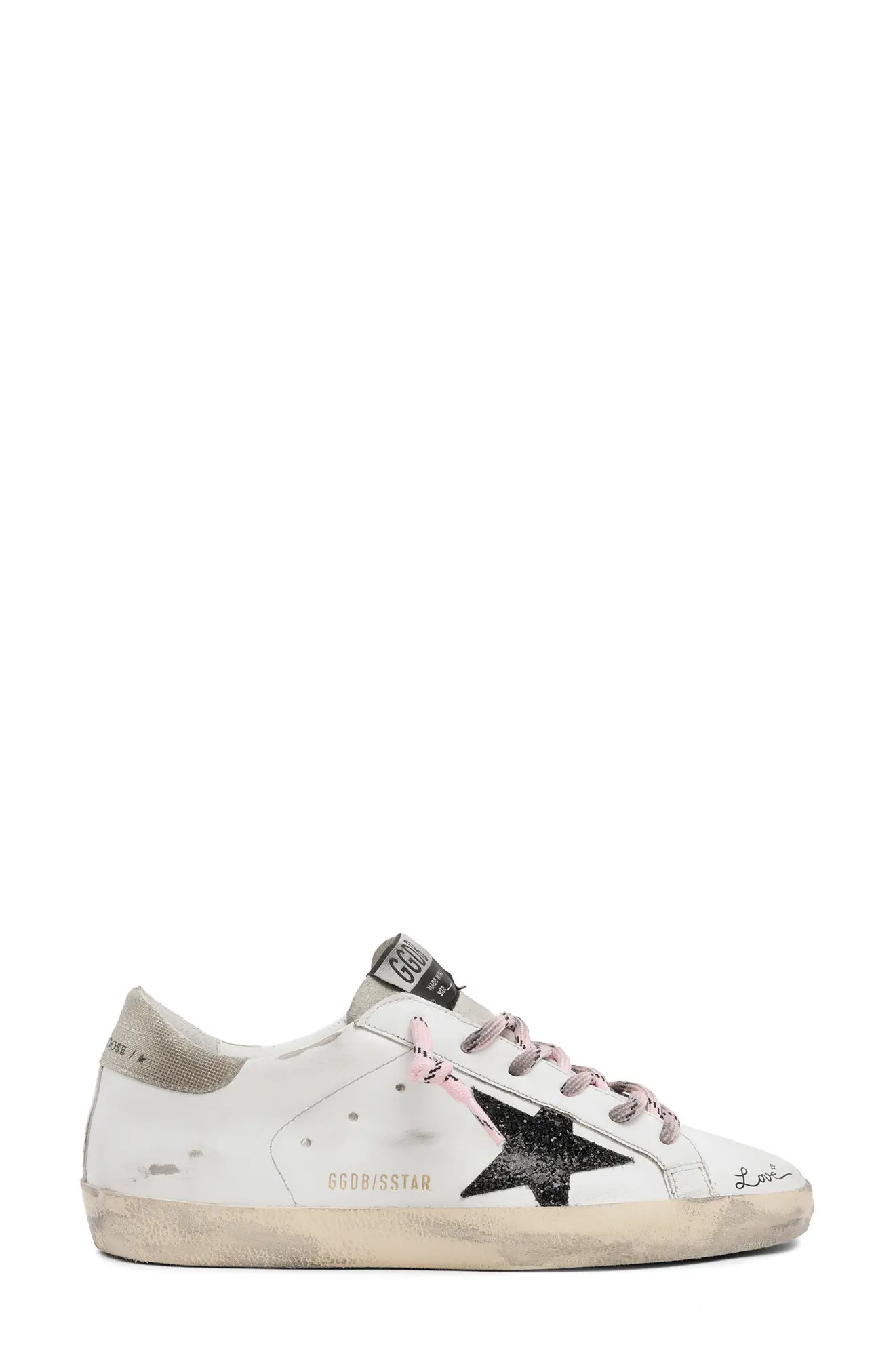 Golden Goose Super-Star Low Top Sneaker in White/Black/Gold at Nordstrom, Size 9Us | Nordstrom