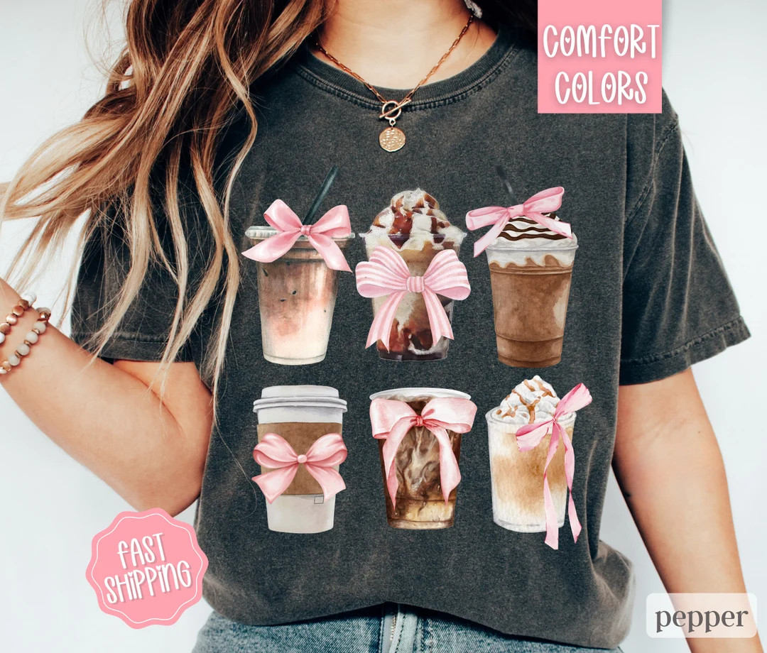 Iced Coffee Shirt, Coquette Coffee Shirt, Coquette Clothing, Coffee Lover Gift, Coffee Sweatshirt... | Etsy (US)