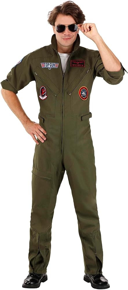 Officially Licensed Top Gun Flight Suit Adult Plus Size Costume, Navy Fighter Pilot Jumpsuit for ... | Amazon (US)