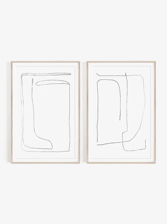 DIY PRINTS, Set of 2 Prints, Contemporary Prints, Large Wall Art, Black and White Art, Line Print... | Etsy (US)