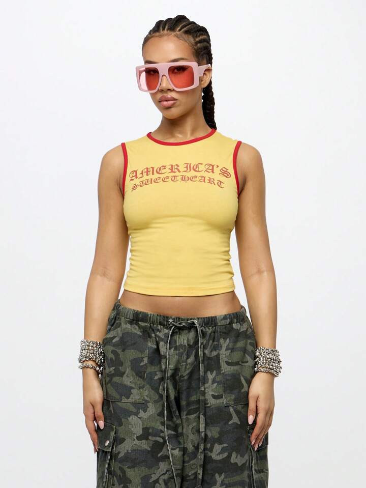 SUMWON WOMEN America's Sweetheart Tank Top Sleeveless Crop Summer Y2K Fashion Athletic Sports Wor... | SHEIN