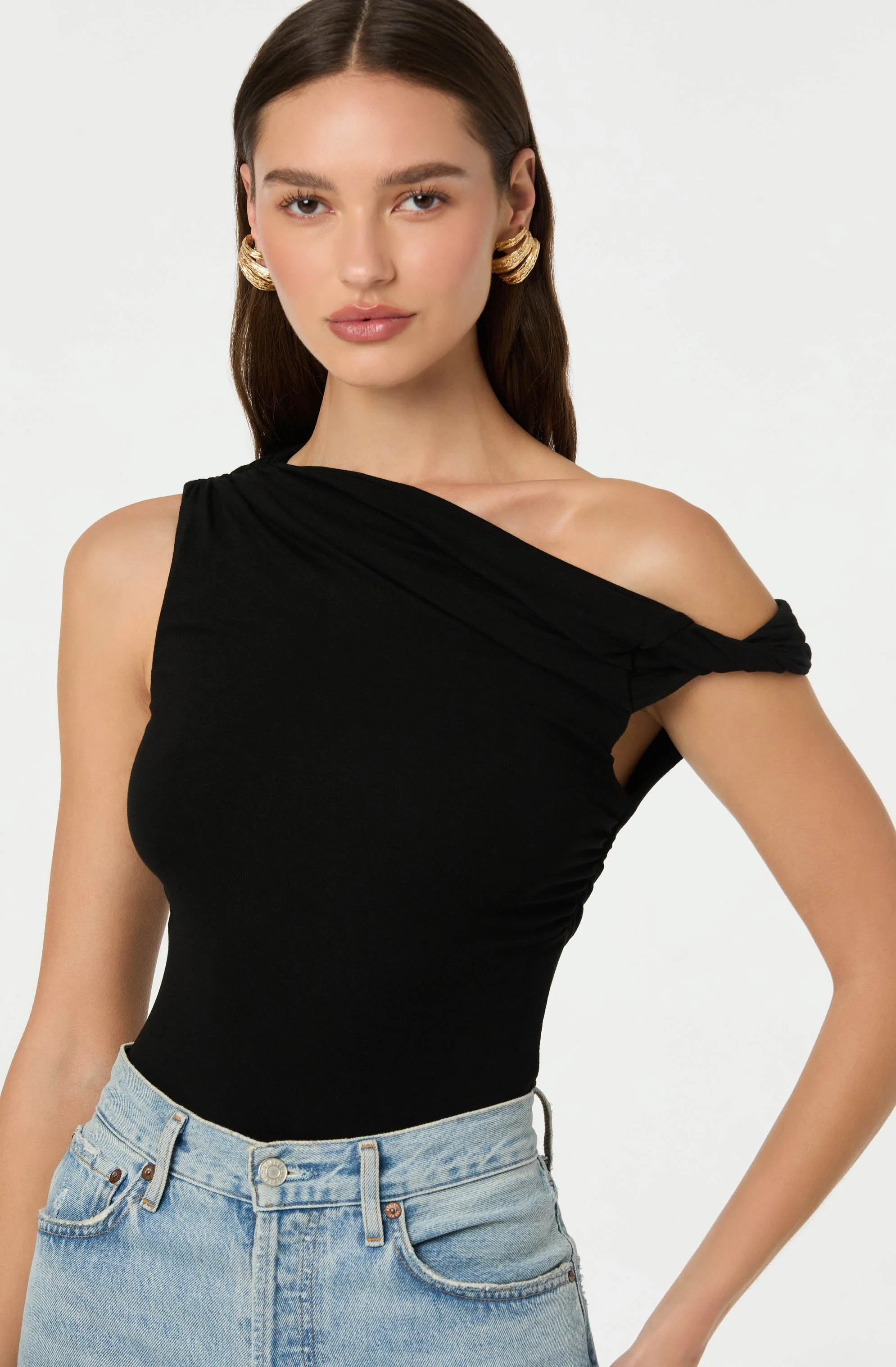 Fiora Asymmetrical Bodysuit - Black / XS | ASTR The Label (US)
