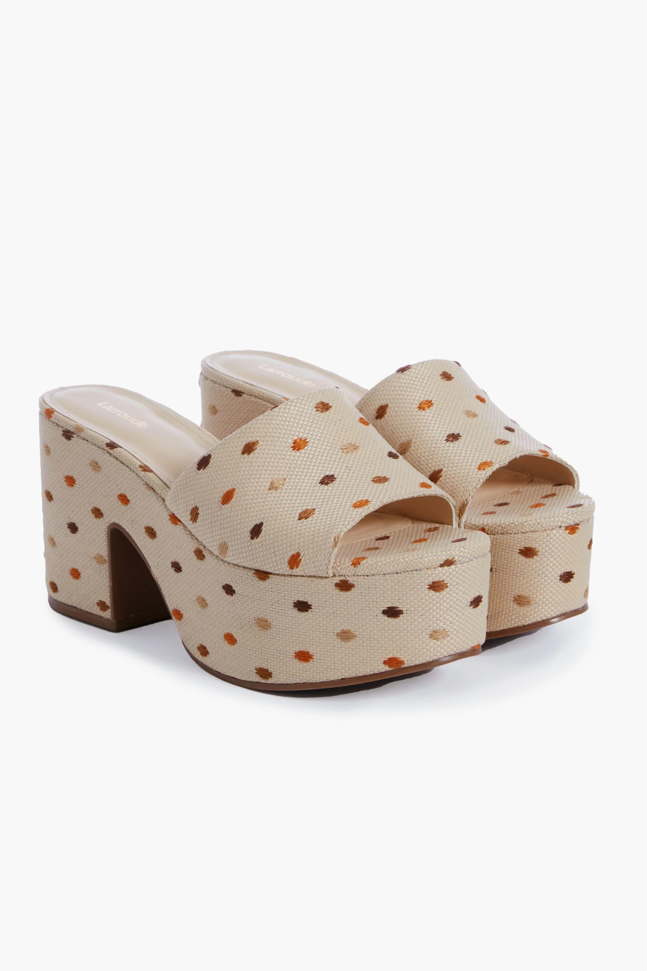 Polka Dot Embroidery Natural Raffia Miso Platform Sandals | Tuckernuck (US)