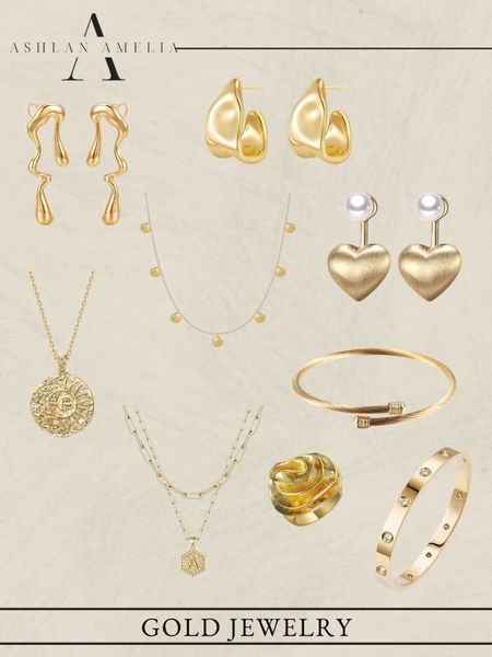 gold jewelry, gold necklace, gold earrings, gold bracelet, gold ring

#LTKFindsUnder100 #LTKStyleTip #LTKSeasonal