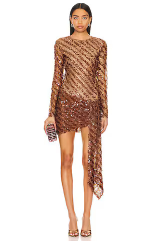 Camila Coelho Cataleya Sequin Mini Dress in Caramel from Revolve.com | Revolve Clothing (Global)