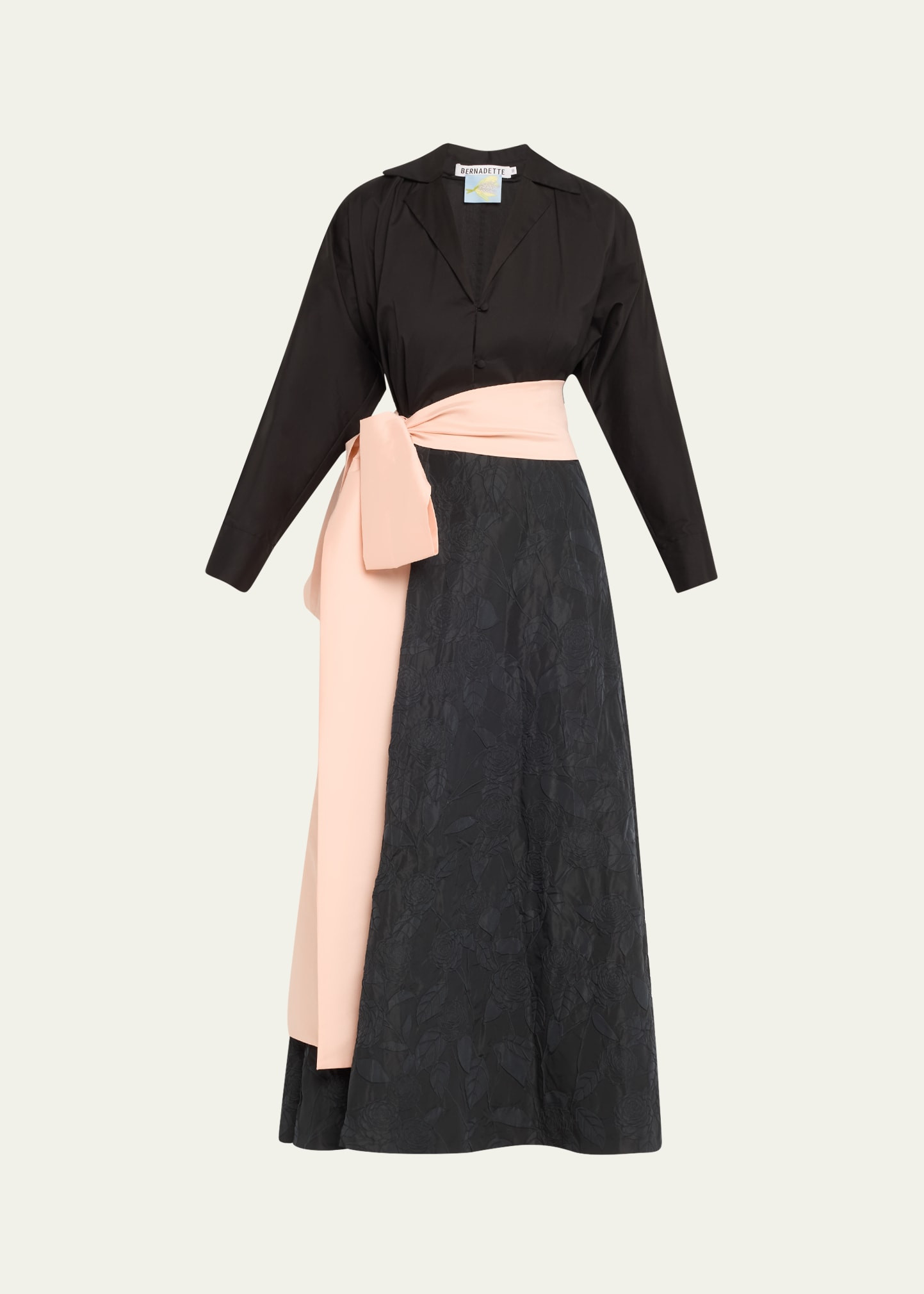 BERNADETTE Floral Embossed Wrap Dress with Bow | Bergdorf Goodman