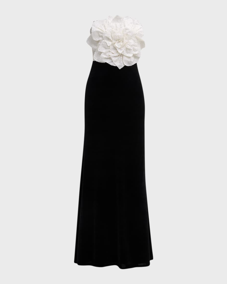Badgley Mischka Collection Strapless Sequin Rosette Gown | Neiman Marcus