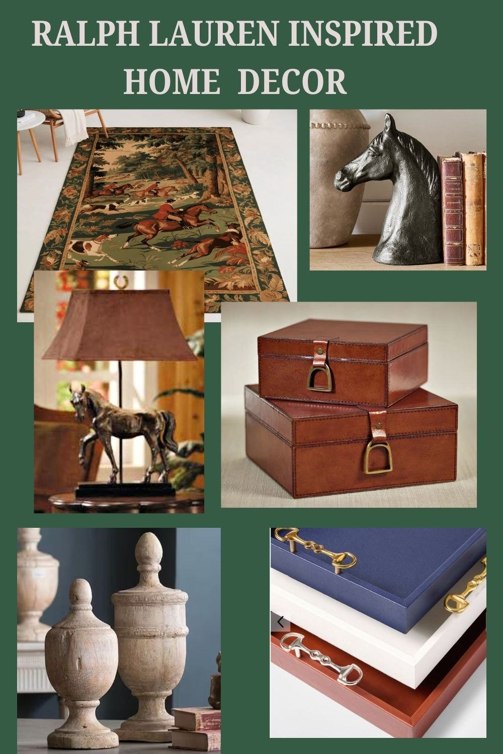 Classic, timeless, and a little bit equestrian—everything there is to love about Ralph Lauren style. 🤎🐎
If you're drawn to rich leather, horse motifs, vintage-inspired accessories, traditional lamps, hunting scene rugs, and collected pieces that feel like they've been curated over generations, these finds capture that Ralph Lauren look without the designer price tag.
I'm especially loving the leather boxes, horse accents, and beautiful decorative trays for adding warmth and character to bookshelves, coffee tables, and consoles. These are the kinds of pieces that make a home feel layered, sophisticated, and lived in.  #LTKHome #RalphLaurenStyle #RalphLaurenInspired #TraditionalHome #CollectedHome #EquestrianStyle #ClassicInteriors #HomeDecorFinds #TimelessDecor #EnglishCountryStyle #LuxuryHomeStyle #DecorInspiration

#LTKHome