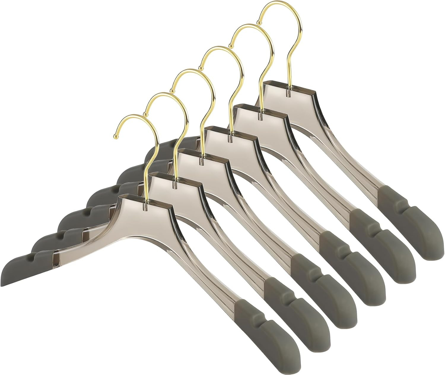 Besser 6 Pack Luxury Acrylic Hangers 15 in,Gold Acrylic Hangers with Wide Shoulders for Coat Suit... | Amazon (US)