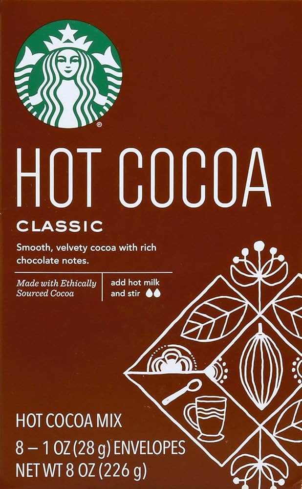 STARBUCKS CLASSIC POWDER HOT COCOA MIX ENVELOPE IN BOX 8 SERVINGS 8 OZ - 0054467500001 | Amazon (US)