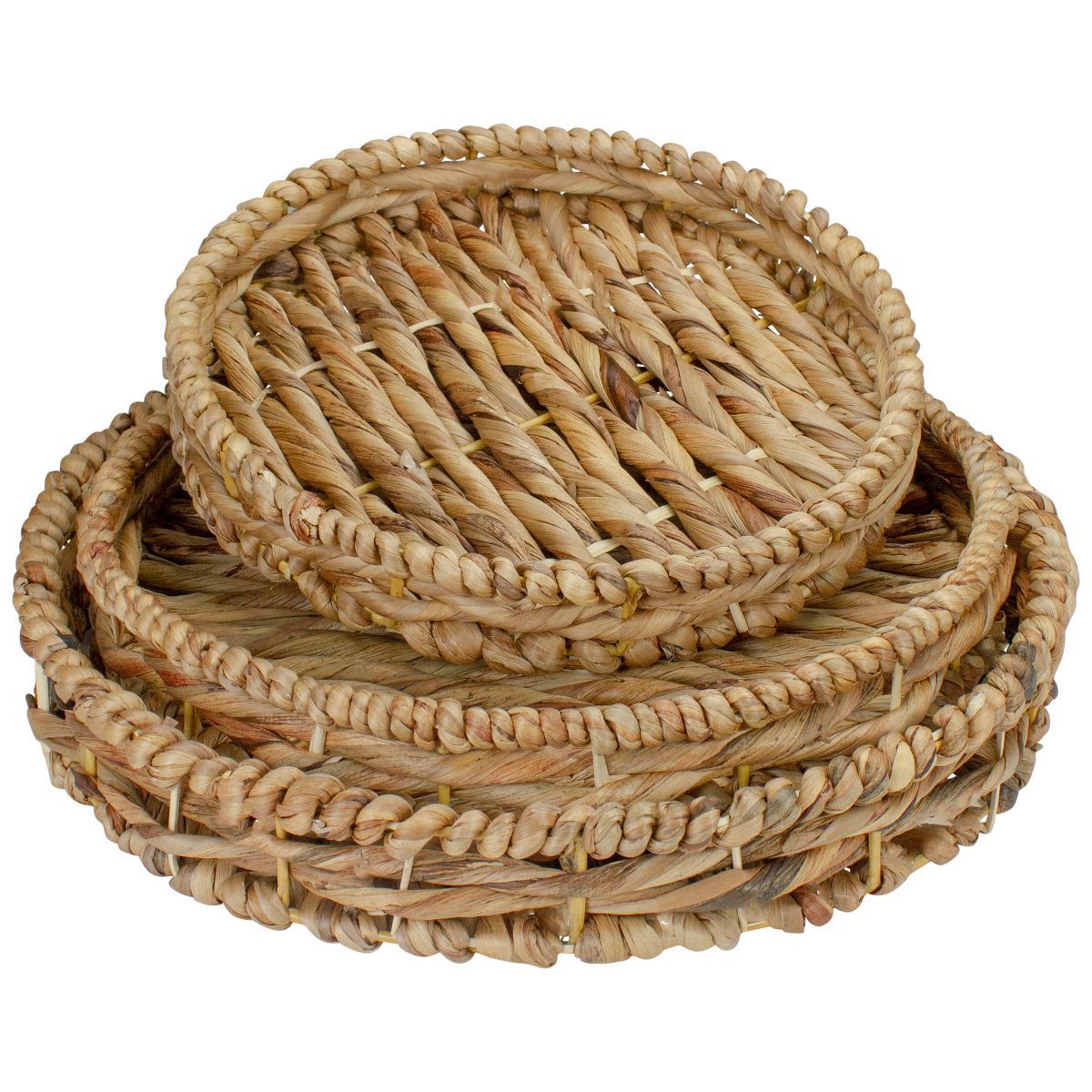 Northlight Set of 3 Round Natural Woven Water Hyacinth Serving Trays 16" | Target