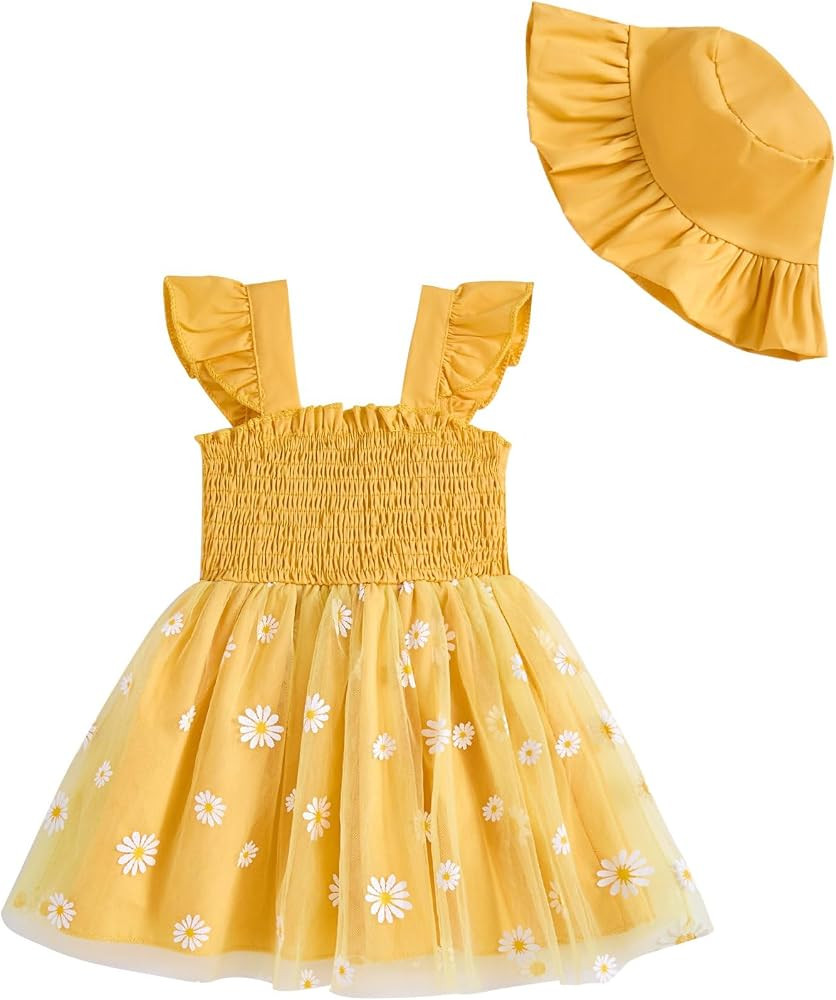Baby Girl Clothes Toddler Girls Tulle Dress Infant Ruffle Halter Smocked Dresses Casual Sundress ... | Amazon (US)