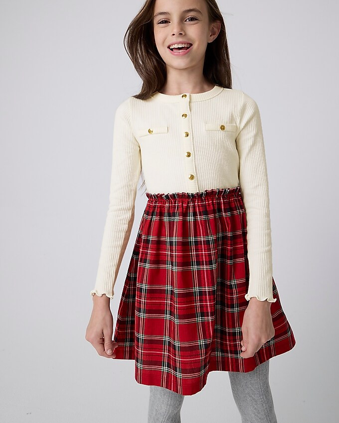 Girls' button-up mixy dress in tartan | J. Crew US