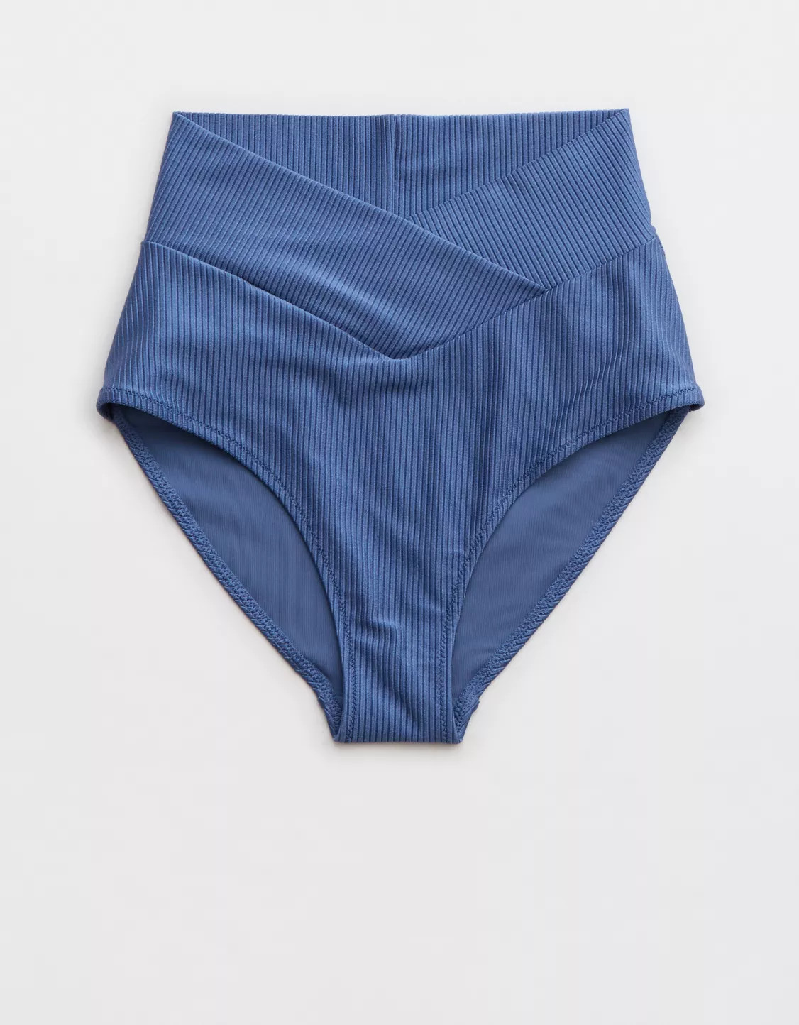Aerie Shine Rib Crossover High Waisted Bikini Bottom | Aerie