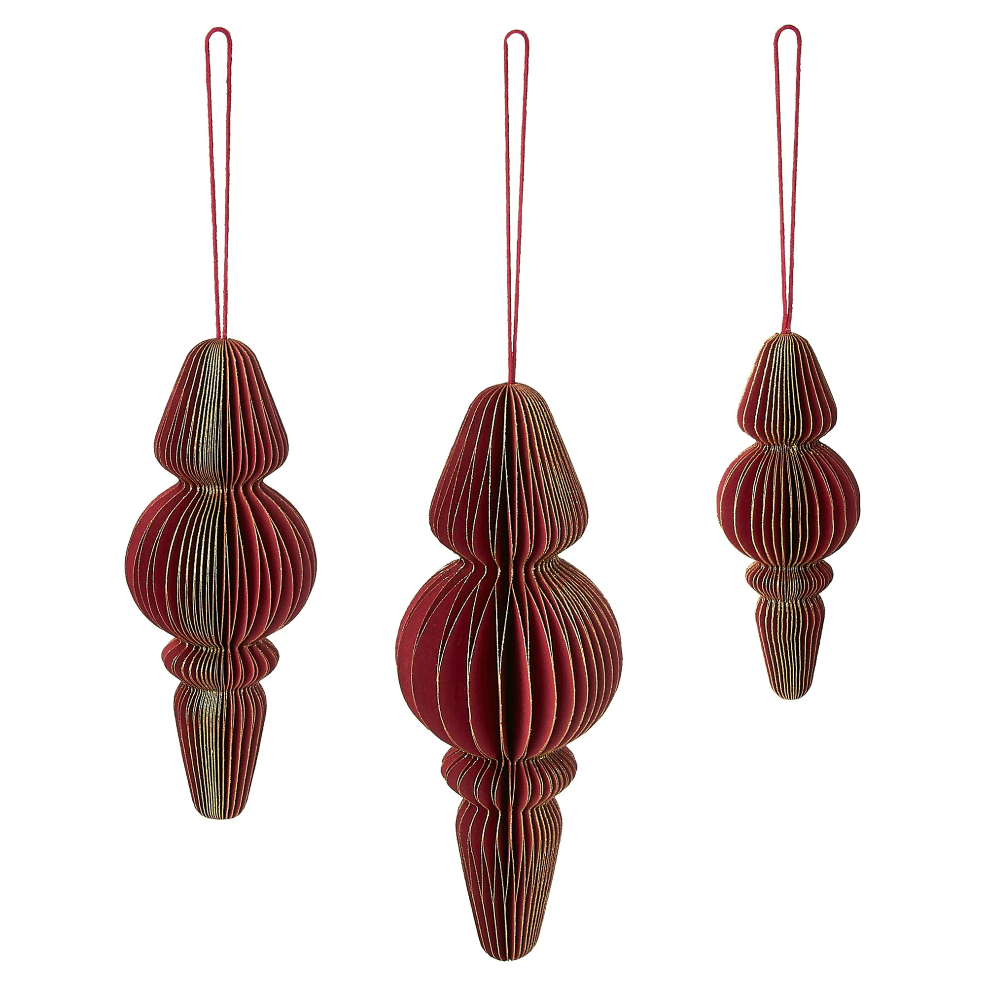 3 Count Red Paper Finial Christmas Ornaments, by Holiday Time | Walmart (US)