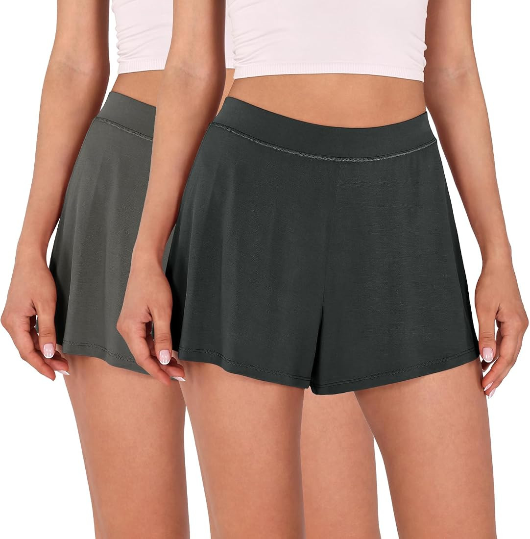 ODODOS 2-Pack Modal Soft Lounge Shorts for Women High Waist Casual Sleepwear Cozy Pajama Bottom | Amazon (US)