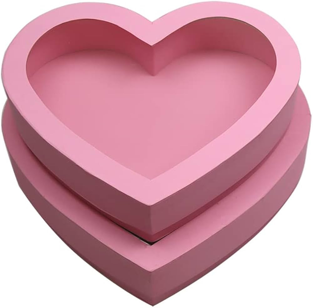 10"Cardboard Heart Shaped Mache Flowers Packaging Strawberries Sweets Gift Box with Clear Lid Set... | Amazon (US)