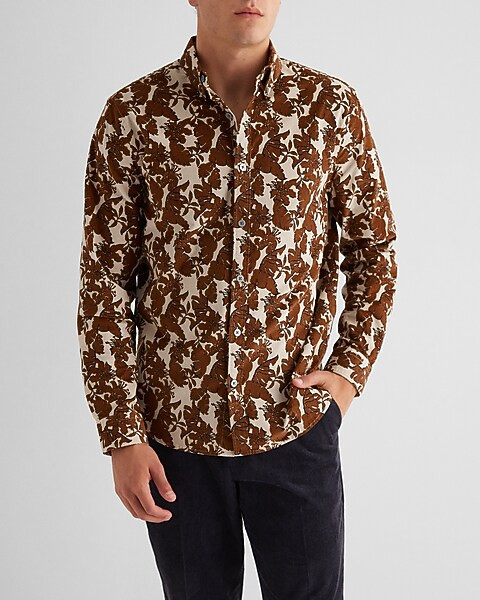 Floral Stretch Corduroy Shirt | Express