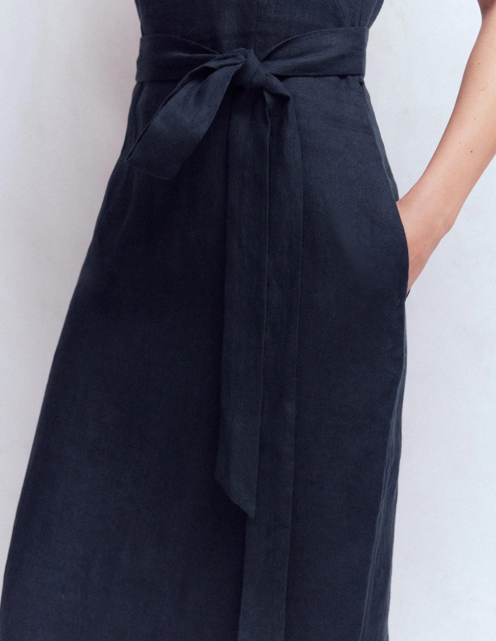 Rosa Halter Linen Midi Dress-Navy | Boden UK