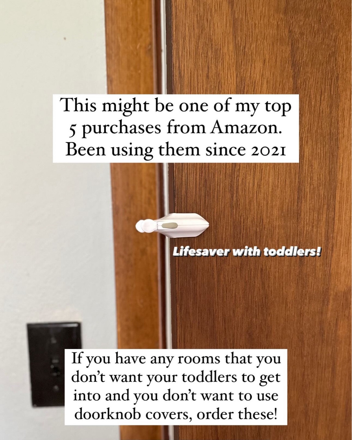 The best child safety product that we absolutely love! The door monkey is child-proof door lock and pinch guard - compatible with door knobs and lever handles - easy installation, no tools or tape needed - baby safety door lock for kids - highly portable - also great for dogs and cats - don’t have to use Door knob covers if you don’t want to, like me.
Baby proofing, kid proofing, toddler proofing, best toddler safety product, door locks, baby proofing hacks, mom hacks, toddler hacks, kid hacks, amazon finds, Amazon mom finds 




#LTKbaby #LTKfamily #LTKkids