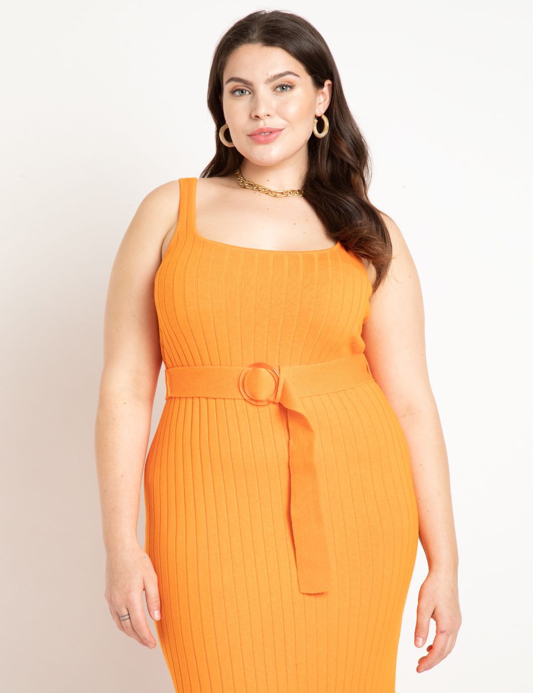 Knitted Rib Maxi Dress With Belt | Women's Plus Size Dresses | ELOQUII | Eloquii